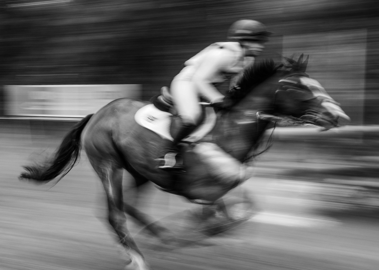 Rider on horseback in motion blur